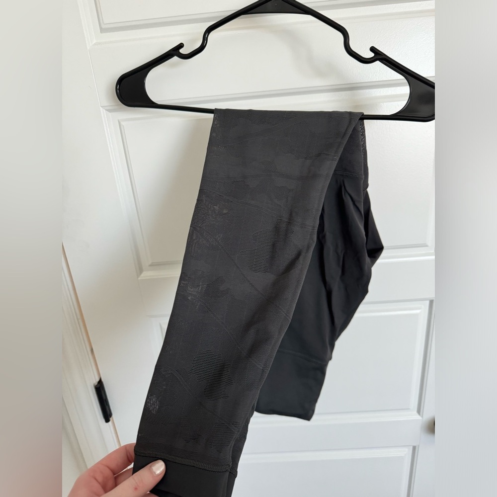 Lululemon leggings with mesh detail.